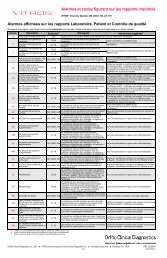 Alarmes et codes figurant sur les rapports imprimÃ©s - Ortho Clinical ...