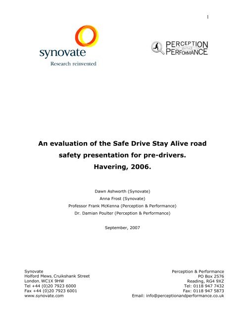 An evaluation of the Safe Drive Stay Alive road safety presentation ...