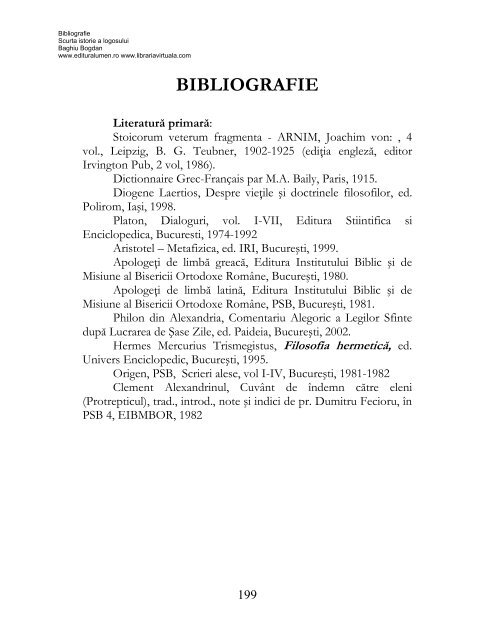 Bibliografie/Scurta istorie a logosului - autor ... - Editura Lumen