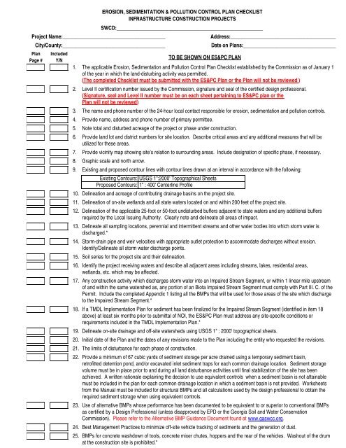 infrastructure es&pc; checklist