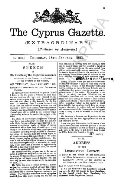 THE CYPRUS GAZETTE, 19th JANUARY, 1923.