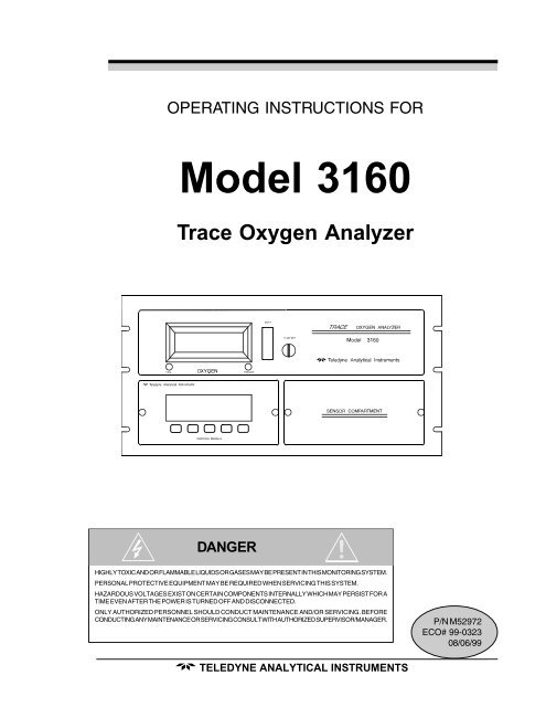 3160 - Trace oxygen analyzer - Teledyne Analytical Instruments