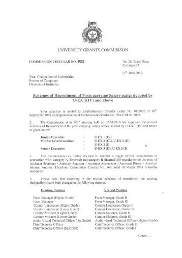 Commission Circular No 922.pdf - University of Colombo