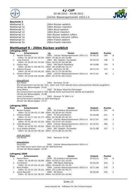 Ã¤lter - Aachener Schwimmvereinigung e.V.