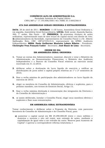 CONSÃRCIO ALFA DE ADMINISTRAÃÃO S.A. Sociedade AnÃ´nima ...