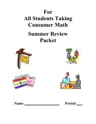 Consumer Math Summer Packet Assignment - Central Dauphin ...