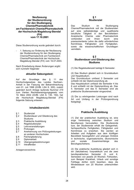 Studiengang Chemie/Pharmatechnik - Hochschule Magdeburg ...