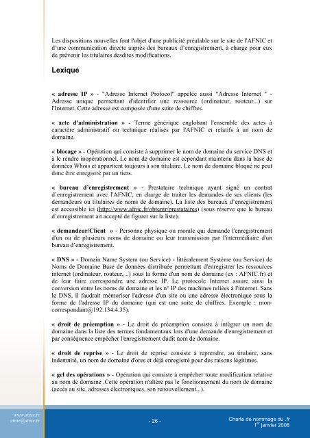 Charte de nommage du .fr - Afnic