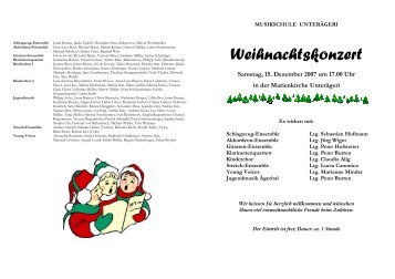 Weihnachtskonzert - Musikschule UnterÃ¤geri