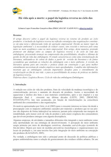 HÃ¡ vida apÃ³s a morte: o papel da logÃ­stica reversa no ciclo das ...