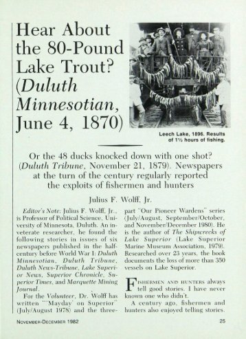 Hear About the 80-Pound Lake Trout? (.Duluth ... - webapps8
