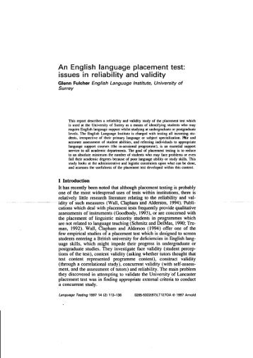 An English Language Placement Test: Issues in reliability and validity