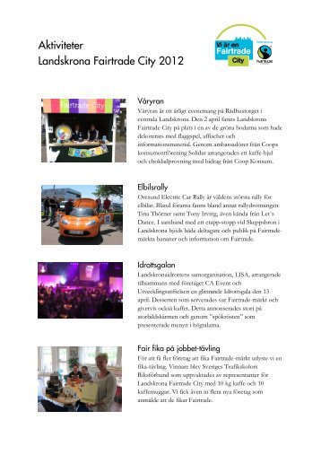 Aktiviteter Landskrona Fairtrade City 2012