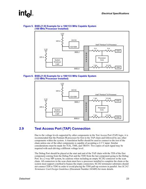 Intel Pentium III Processor for the SC242 at 450 MHz to 1.0 GHz