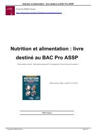 Nutrition et alimentation : livre destinÃ© au BAC Pro ASSP - SBSSA ...