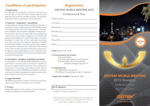 OSSTEM WORLD MEETING 2013 Shanghai Registration ...