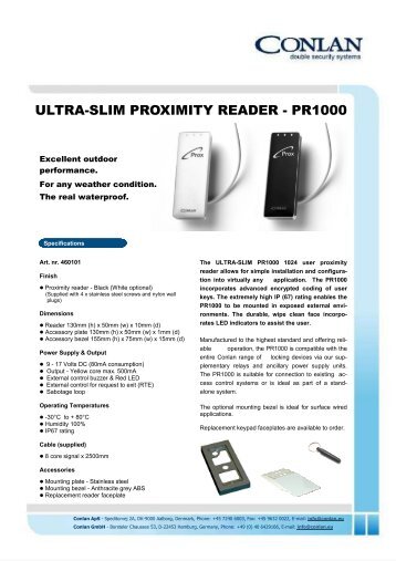 ULTRA-SLIM PROXIMITY READER - PR1000 - Conlan GmbH