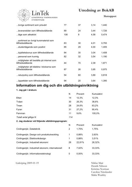 Utredning angående LinTeks ägande av BokAB