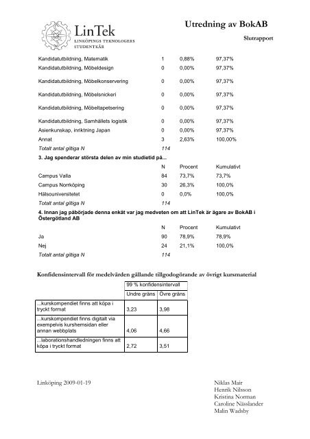 Utredning angående LinTeks ägande av BokAB