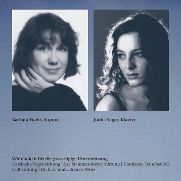 Barbara Fuchs, Sopran Judit Polgar, Klavier