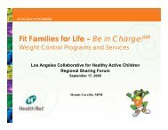 Fit Families for Life – Be in Charge!SM - Department of Public Health