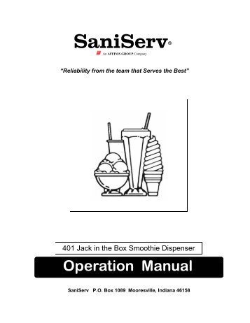 Operation Manual - SaniServ