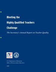 Meeting the Highly Qualified Teachers Challenge - U.S. Department ...