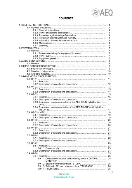 USER'S MANUAL ED. 06/10 - AEQ