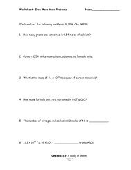 Worksheet: Even More Mole Problems