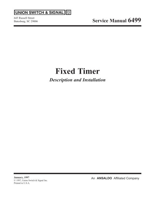 Fixed Timer - Ansaldo STS