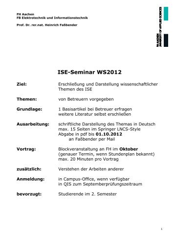 ISE-Seminar WS2012 - FH Aachen