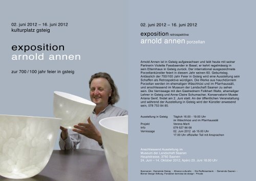 exposition arnold annen - swiss ceramics