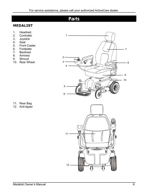 Medalist Power Wheelchair Owner's Manual