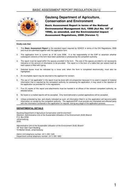 Basic Assessment Report (GDARD submission) - The MSA Group