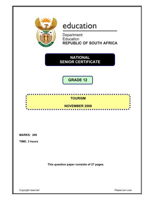 Tourism - Department of Basic Education