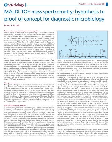 MALDI-TOF-mass spectrometry: hypothesis to proof of concept for ...