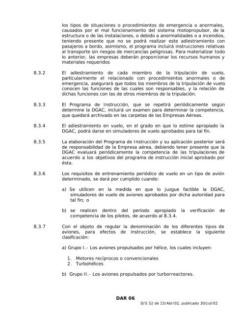 DAR 06, Volumen IV - DirecciÃ³n General de AeronÃ¡utica Civil