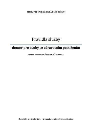 Pravidla služby - DOZP - Domov pod hradem Žampach