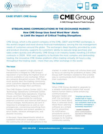 CASE STUDY: CME Group How CME Group Uses Send Word Now ...