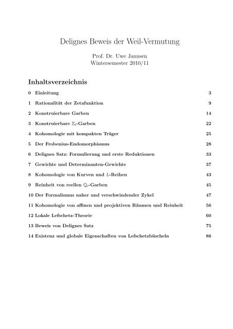 Delignes Beweis der Weil-Vermutung - Mathematik