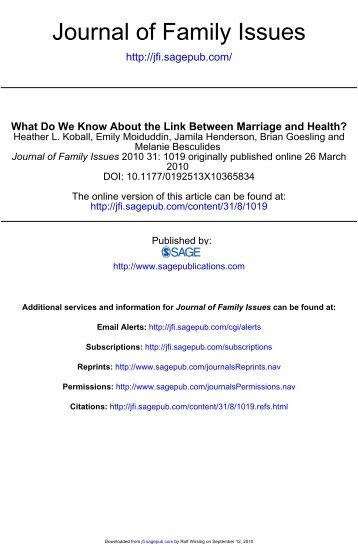 What Do We Know About the  Link Between Marriage and Health?