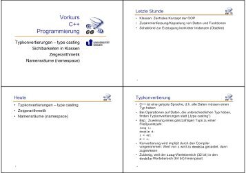 Vorkurs C++ Programmierung