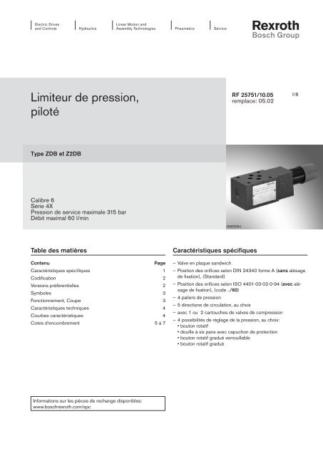 Limiteur de pression, pilotÃ© - Bosch Rexroth