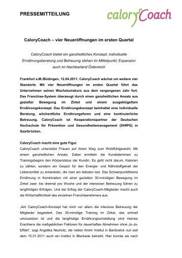 pressemitteilung - CaloryCoach