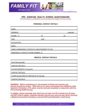 pre exercise screening form template pre exercise screening tool pre exercise screening form template pre exercise screening tool