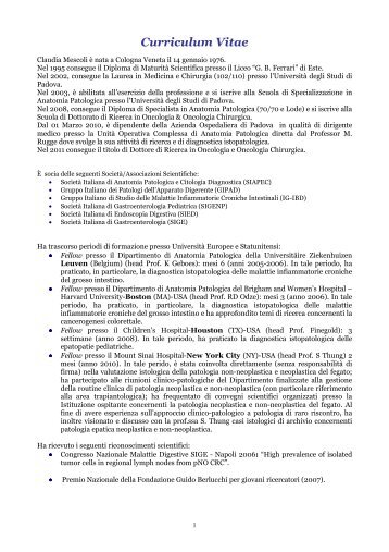 Curriculum Vitae - ECM Regione Veneto