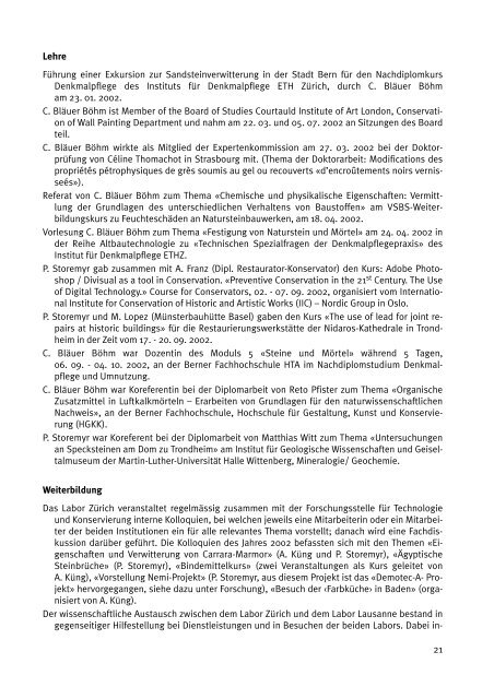 Jahresbericht 2002 - Berner Münster-Stiftung