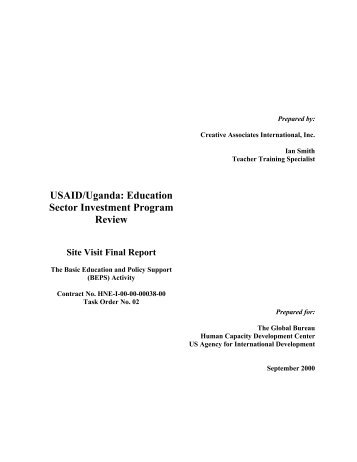 USAID/Uganda: Education Sector Investment Program Review