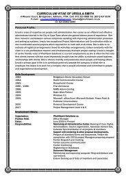 CURRICULUM VITAE OF URSULA SMITH - Phuhlisani