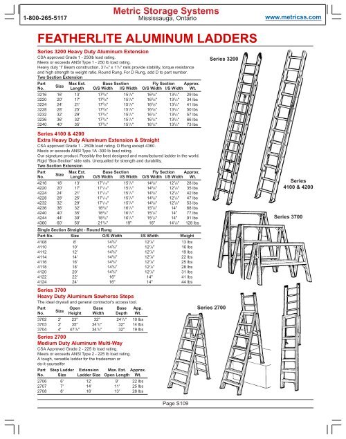 Extension Ladders - Metric Storage Systems